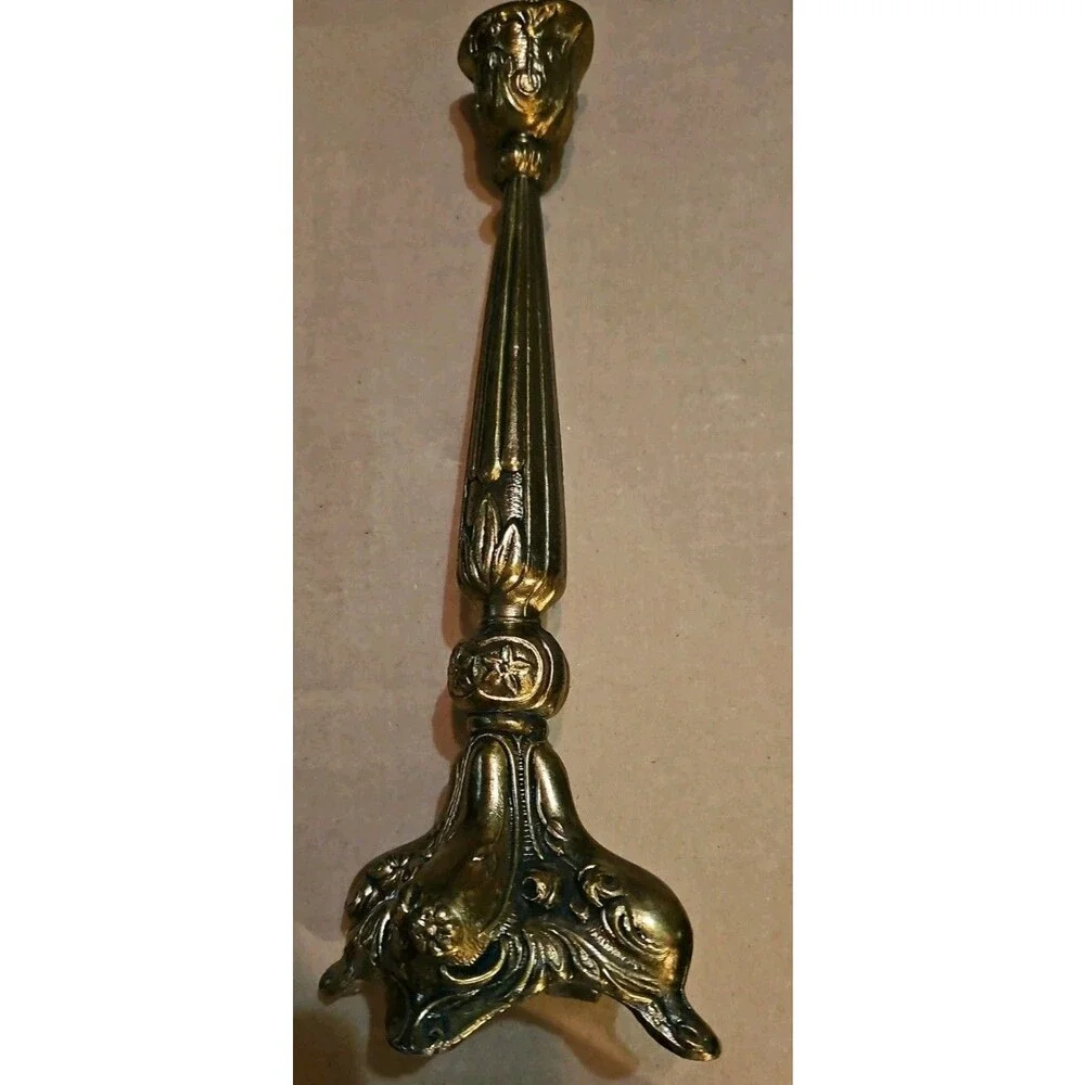 Brass Candlestick Taper Candle Art Deco Ornate Hollywood Regency Vintage